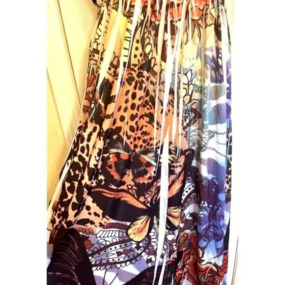 Sam & Max Jungle Print Maxi Dress L Leopard Rose Butterfly Boho Colorful - Picture 9 of 12